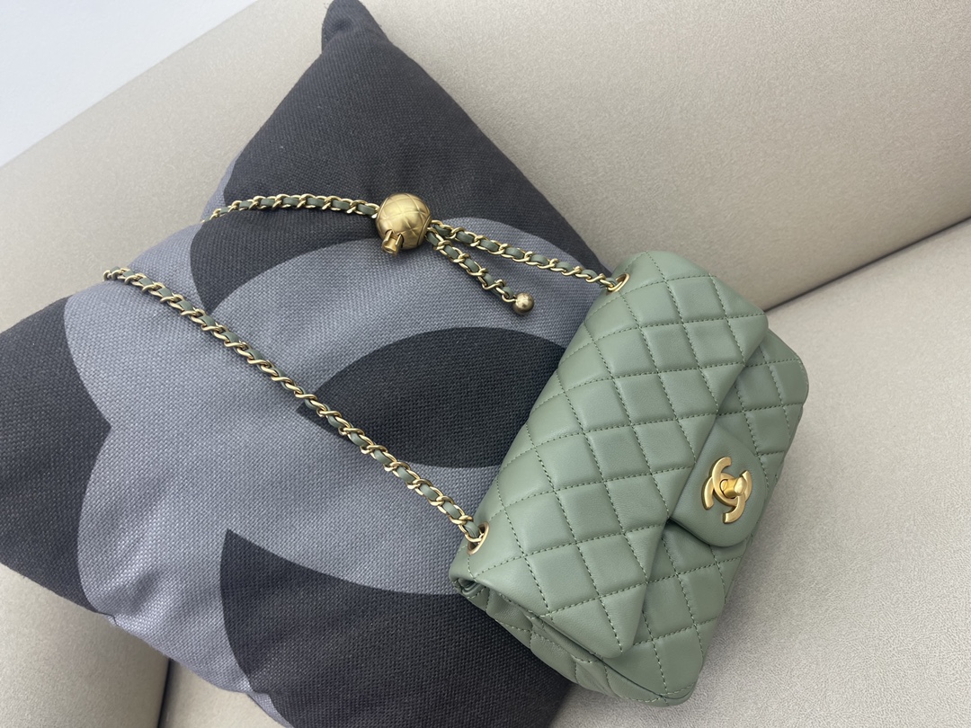 Small Classic Flap Lambskin Bag AS1787 Light Green